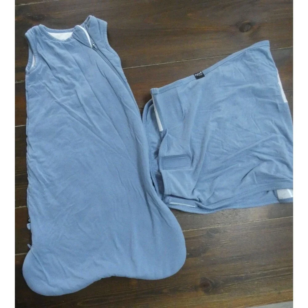 Kyte Baby XS 1.0 Tog Light Blue Sleep Sack & Wrap Swaddle Zipper Hook & Loop